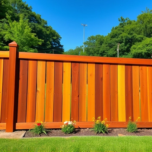 Freshly painted wooden fence in Cohutta GA surrounded by lush greenery and colorful flowers under a bright blue sky