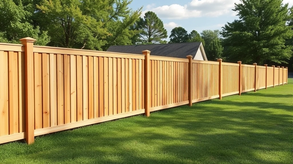 Fencing in Chattanooga TN with a beautiful sunset backdrop and lush greenery.
