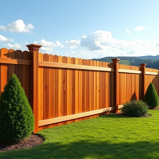 Privacy fence installation in Cohutta GA with warm wooden tones, manicured lawn, and serene rural landscape.