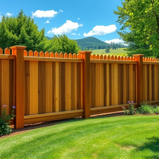 Beautiful wooden fence installation in Ellijay GA, blending with lush greenery and vibrant wildflowers under a clear sky.