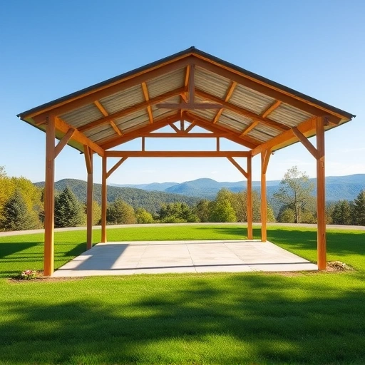 Completed carport in Cohutta GA with wooden frame and metal roof on a lush lawn near Appalachian foothills.
