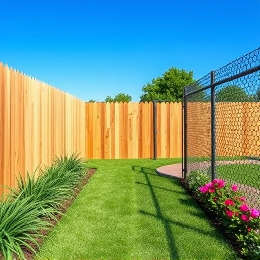 Completed fencing installation in Rocky Face GA featuring wood, chain-link, and vinyl styles with vibrant flowers and grass.