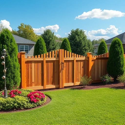 Completed fencing installation in LaFayette GA showcasing wood, vinyl, and wrought iron in a landscaped backyard.