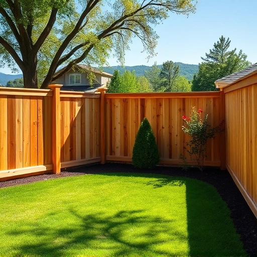 Completed fencing installation in Tunnel Hill GA with wooden and vinyl fences in a serene backyard setting.