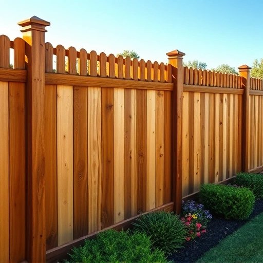 Beautiful wooden fence installation in Fairmount GA, blending with lush greenery and vibrant garden flowers.
