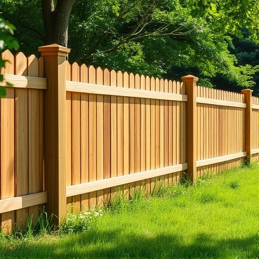 Fence post replacement in Cohutta GA with sturdy wooden posts, lush greenery, and blooming wildflowers.
