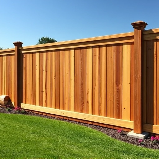 Perfectly crafted wooden fence in Cartersville GA with polished panels, lush lawn, and vibrant flower beds.