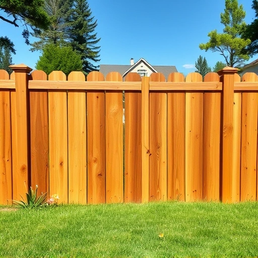 Beautiful wooden fence replacement in Cohutta GA with lush grass, vibrant flowers, and a tranquil suburban backdrop.