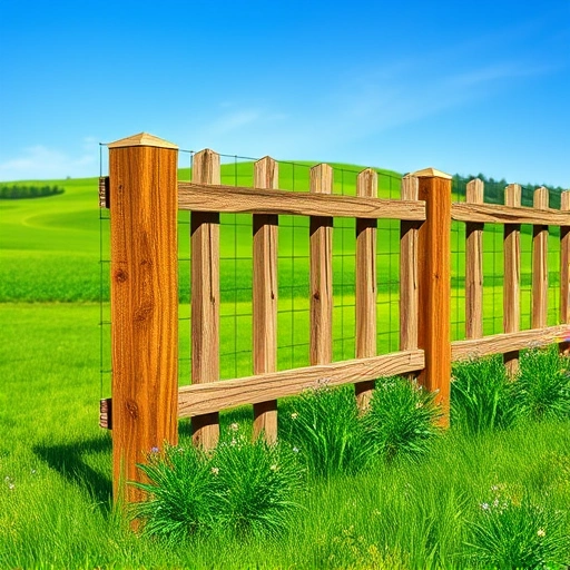 Sturdy wooden fence installation in Henagar AL, showcasing craftsmanship, lush grass, wildflowers, and serene landscape.