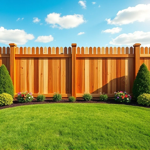Completed wooden fence installation in Chickamauga GA, showcasing craftsmanship with lush lawn and vibrant flowers.