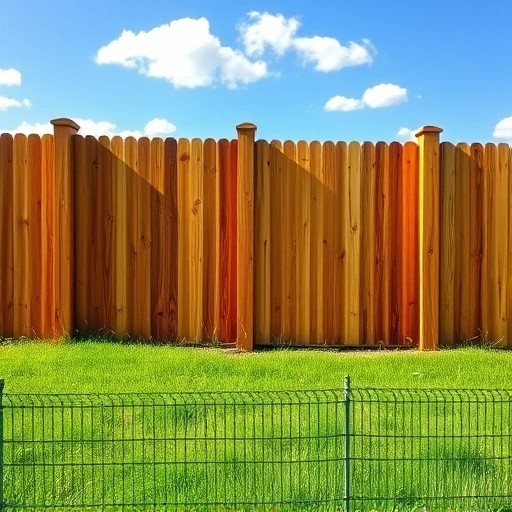 Beautiful wooden fence installation in Ball Ground GA surrounded by green grass and rolling hills under a blue sky.