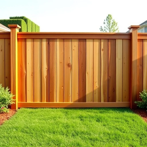 Completed wooden fence project in Summerville GA, surrounded by green lawn and colorful flower beds in serene setting.