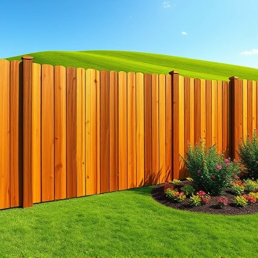 Beautiful wooden fence installation in Fort Payne AL surrounded by lush greenery and colorful flowers under a clear blue sky.