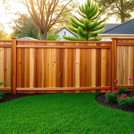 Beautiful wooden fence installation in Ball Ground GA, blending with lush greenery and vibrant flowers in a serene backyard.