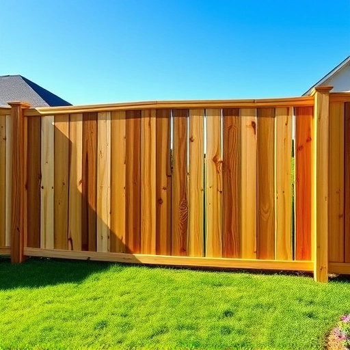 Completed wooden privacy fence in Calhoun GA, showcasing craftsmanship in serene suburban setting with lush grass.