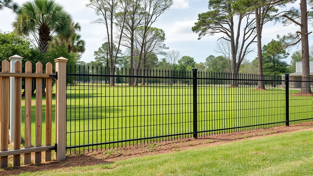Fencing in Fort Oglethorpe, GA with a vibrant blue sky and green grass in the background.