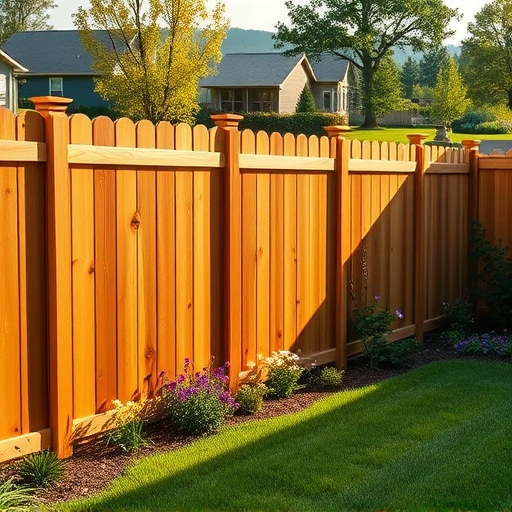 Beautiful wooden fence in Chatsworth GA, blending with a lush backyard filled with flowers and greenery.