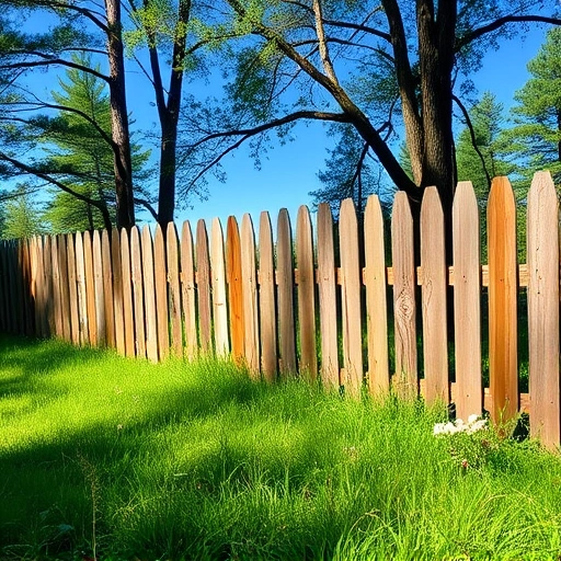 Weathered wooden fence in Cohutta GA surrounded by lush grass and wildflowers under a clear blue sky.