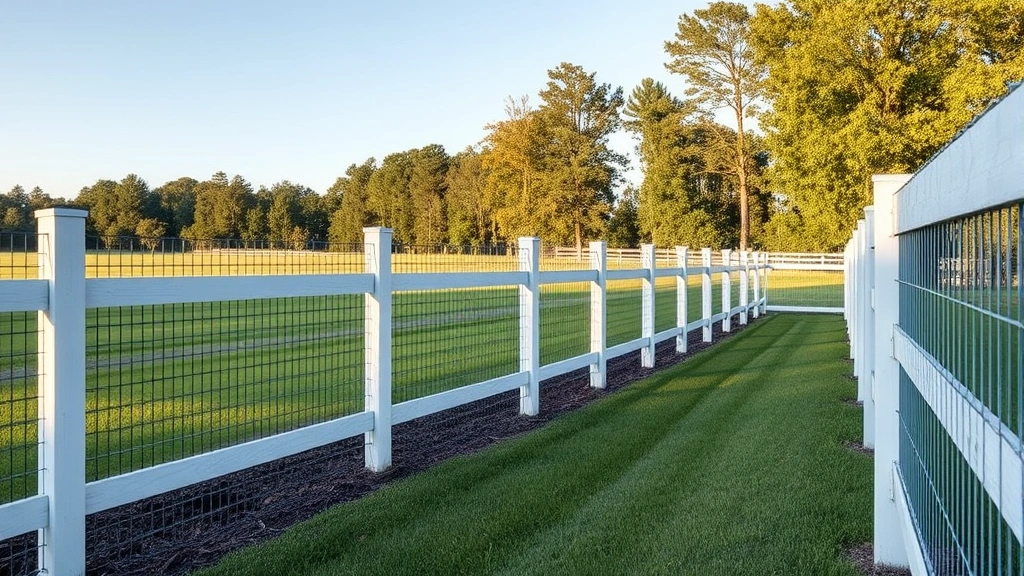 Fencing in Resaca, GA with green trees and a clear blue sky in the background.