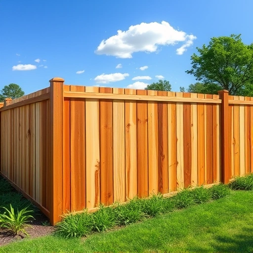 Completed wooden fence installation in Boaz AL, showcasing craftsmanship with lush grass and clear blue sky.