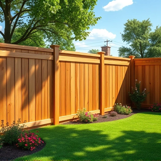 Beautifully crafted wooden fence in Albertville AL, showcasing polished surfaces and lush green backyard scenery.
