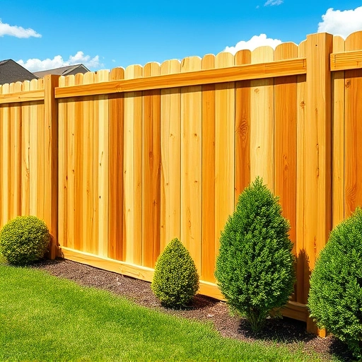 Completed wooden fence installation in Gadsden AL with manicured lawn and charming neighborhood backdrop.