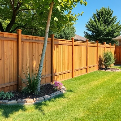 Completed wooden fence installation in Gadsden AL with natural finish in serene suburban backyard setting.