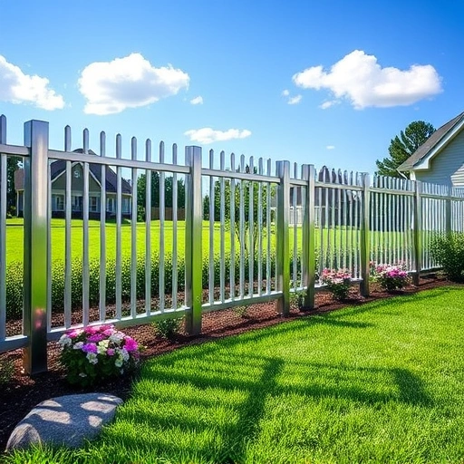 Completed aluminum fence installation in Cohutta GA surrounding a manicured garden with vibrant flowers and grass.