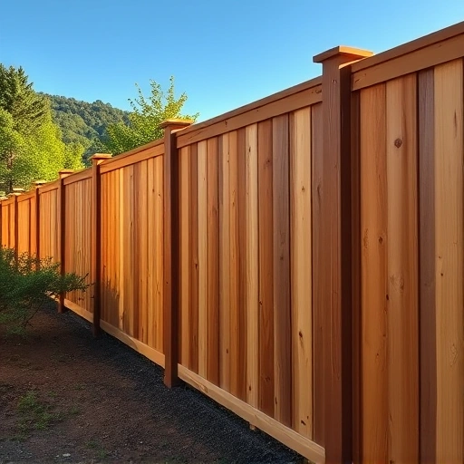 Completed wooden fence in Lookout Mountain GA, blending with greenery and showcasing craftsmanship and natural beauty.