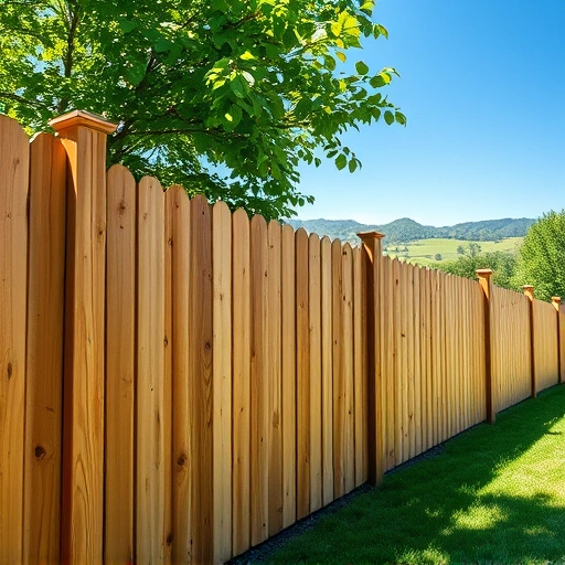 Completed wooden fence installation in Lookout Mountain GA surrounded by lush greenery and rolling hills.