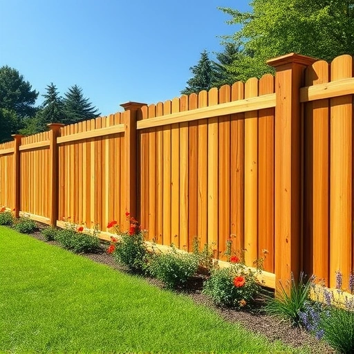 Beautiful wooden fence installation in Tunnel Hill GA surrounded by lush greenery and vibrant flowers under a clear sky