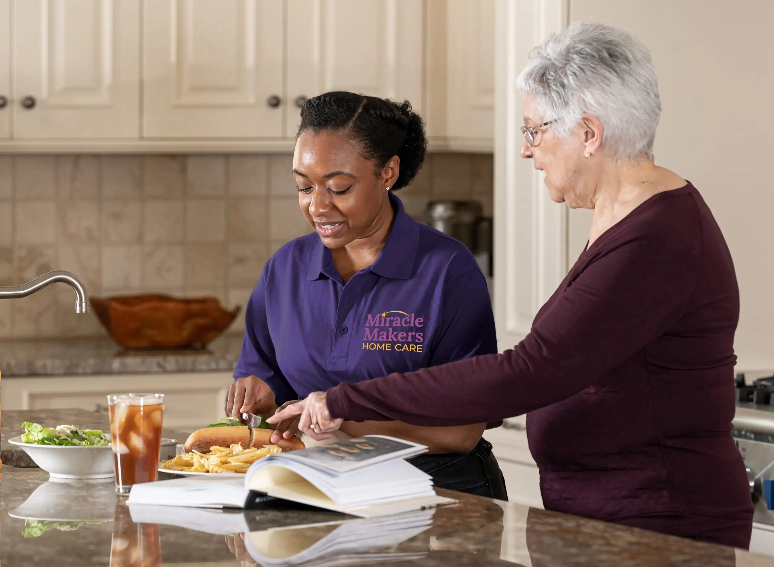 Caregiver providing personal care and bathing assistance to a senior