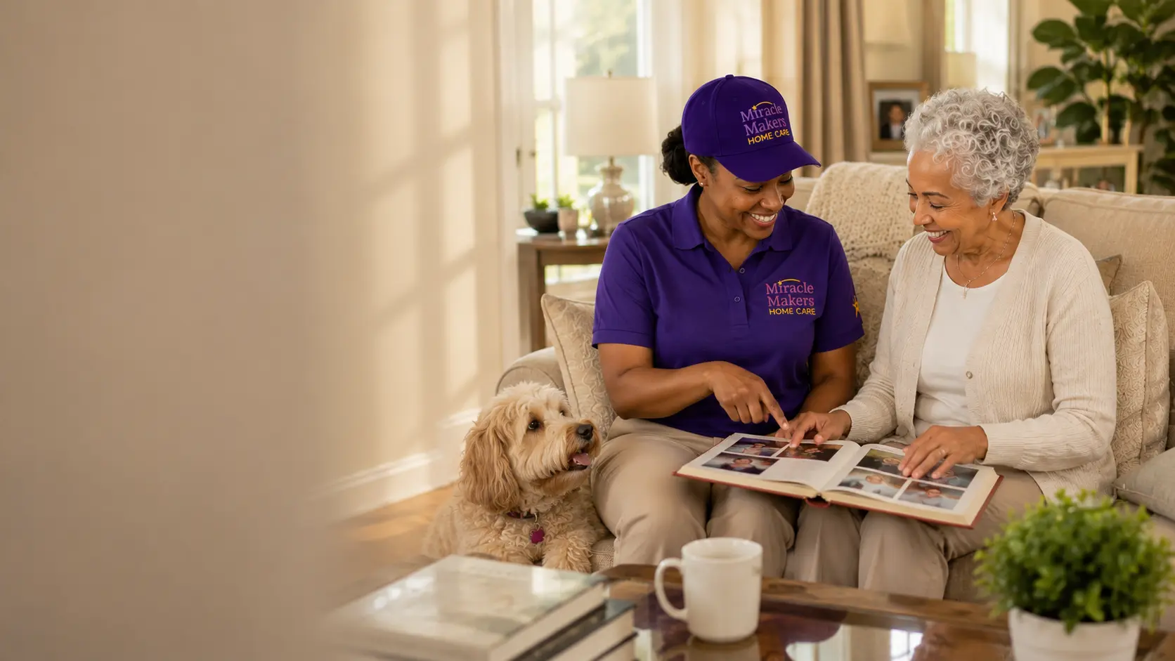 Trained caregiver offering patient, compassionate Alzheimer's care at home
