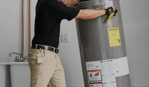 Water heater replacement service removing old tank and installing new unit in Coachella Valley
