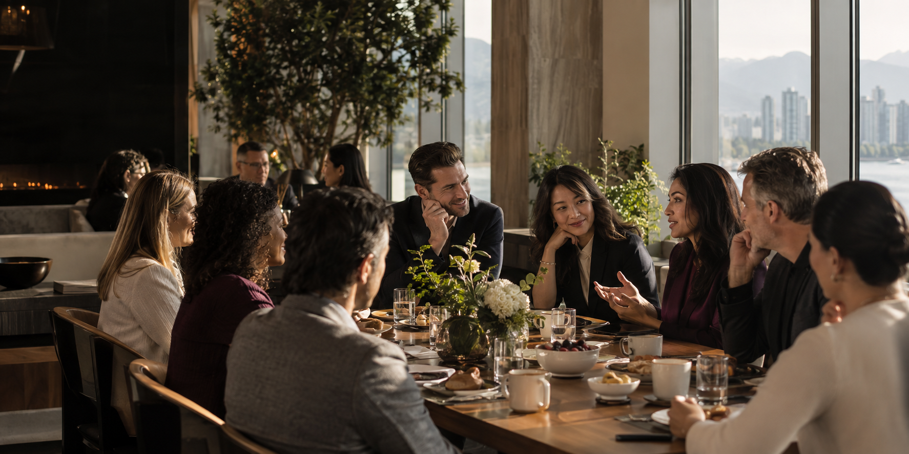 Local business owners connecting at a Mainland event