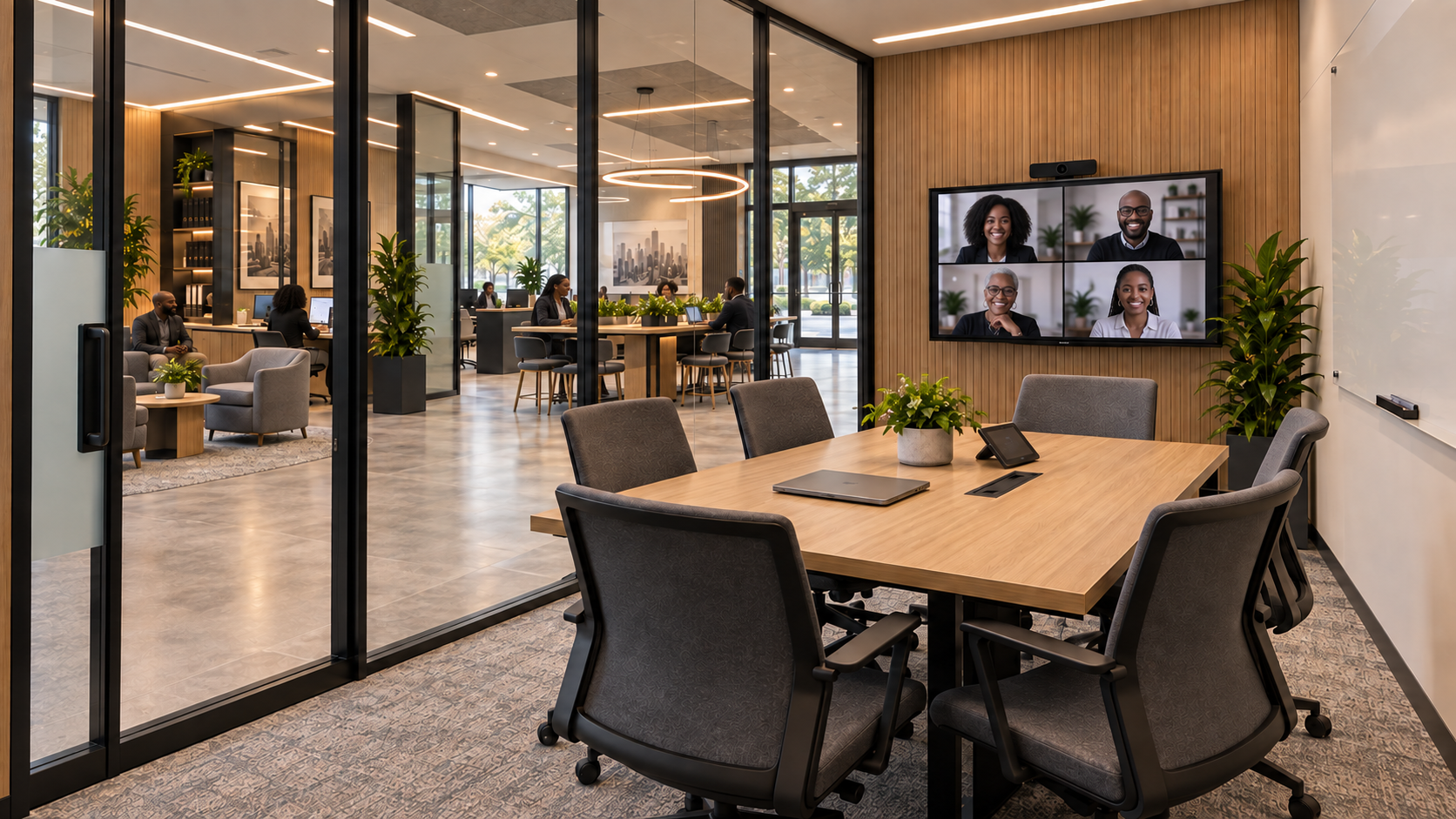 Small meeting room with Black-led professional discussion