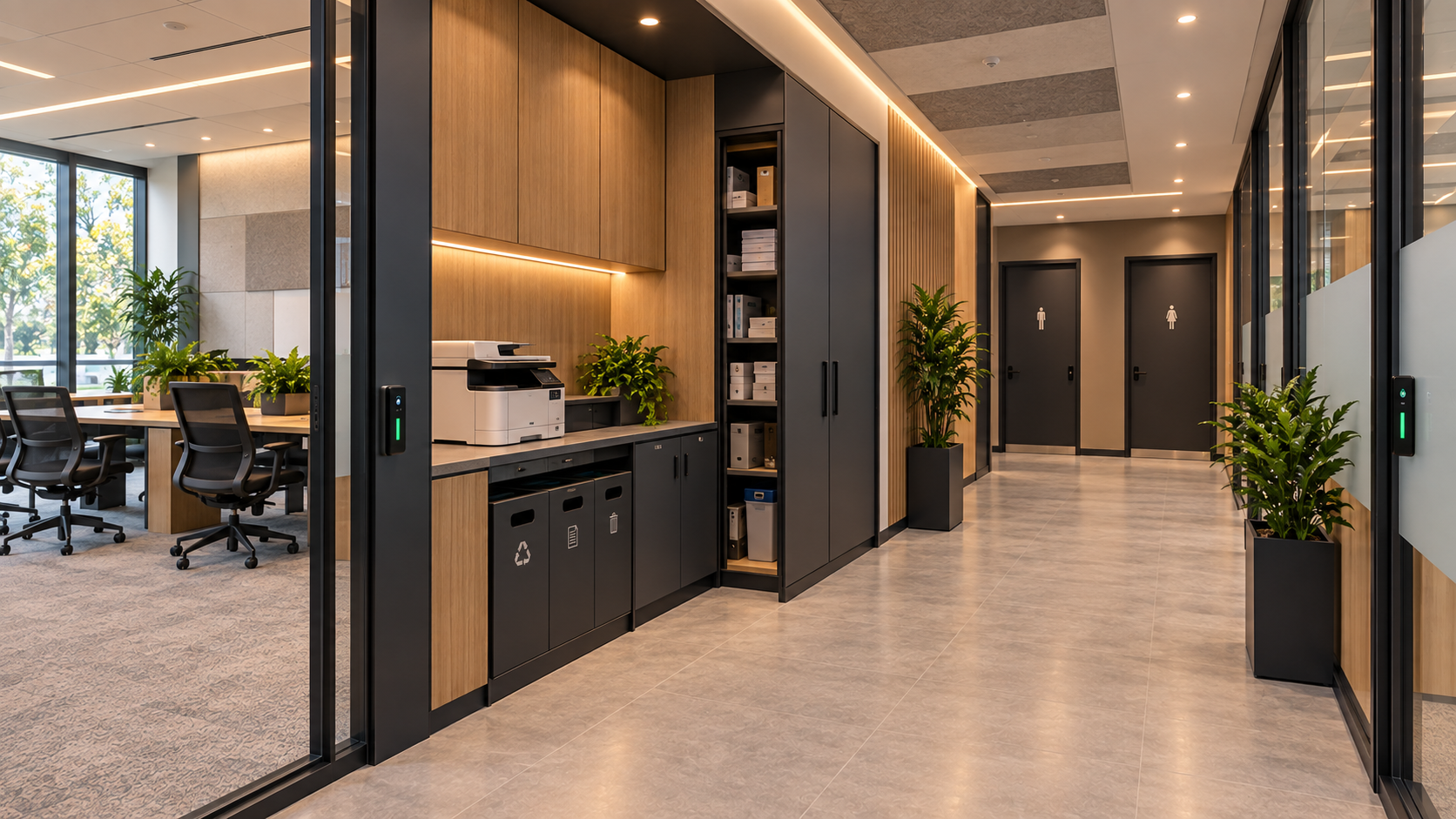 Shared print, IT and storage support area
