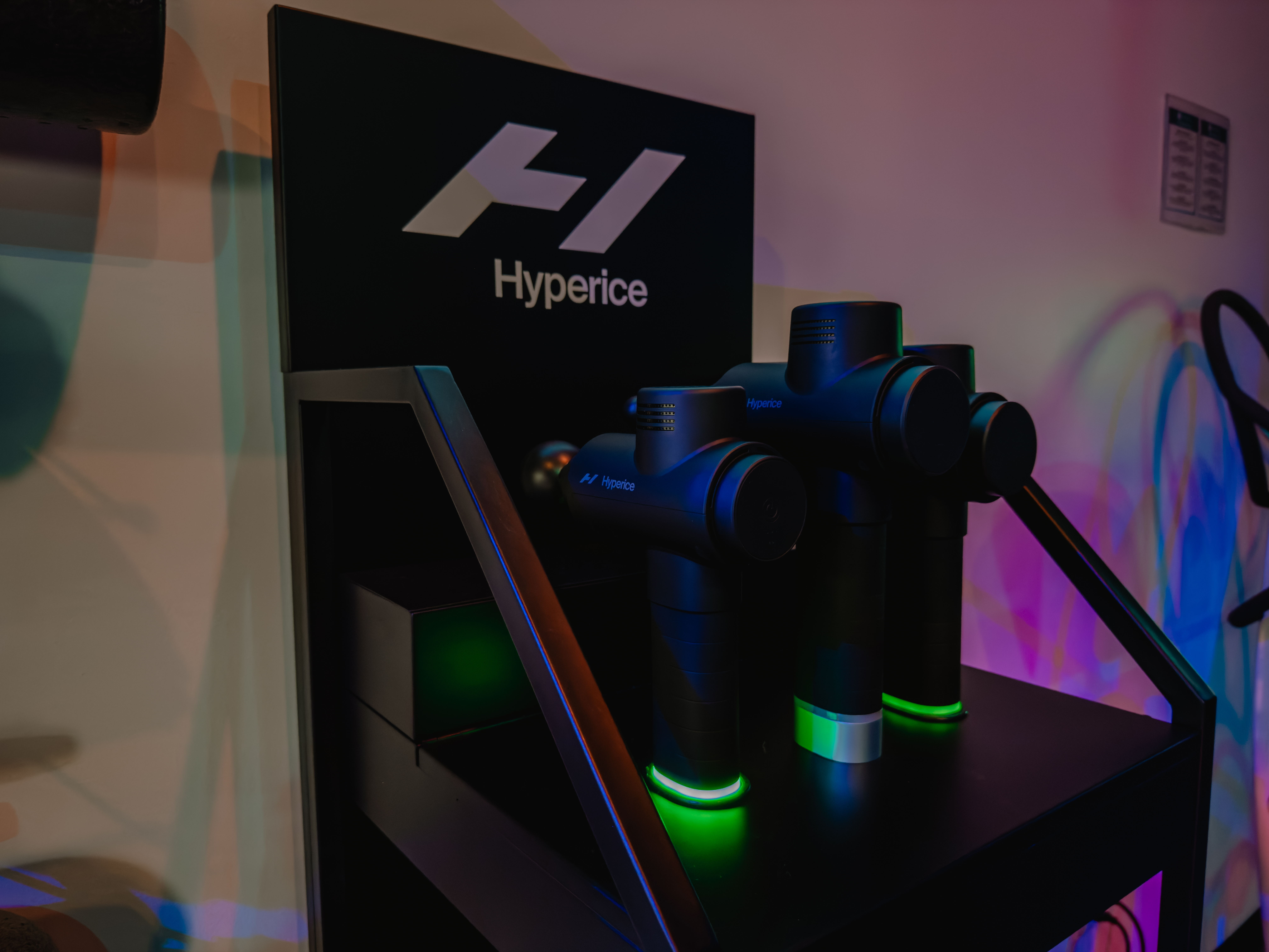 Hyperice percussion therapy guns on display at Evolve wellness center