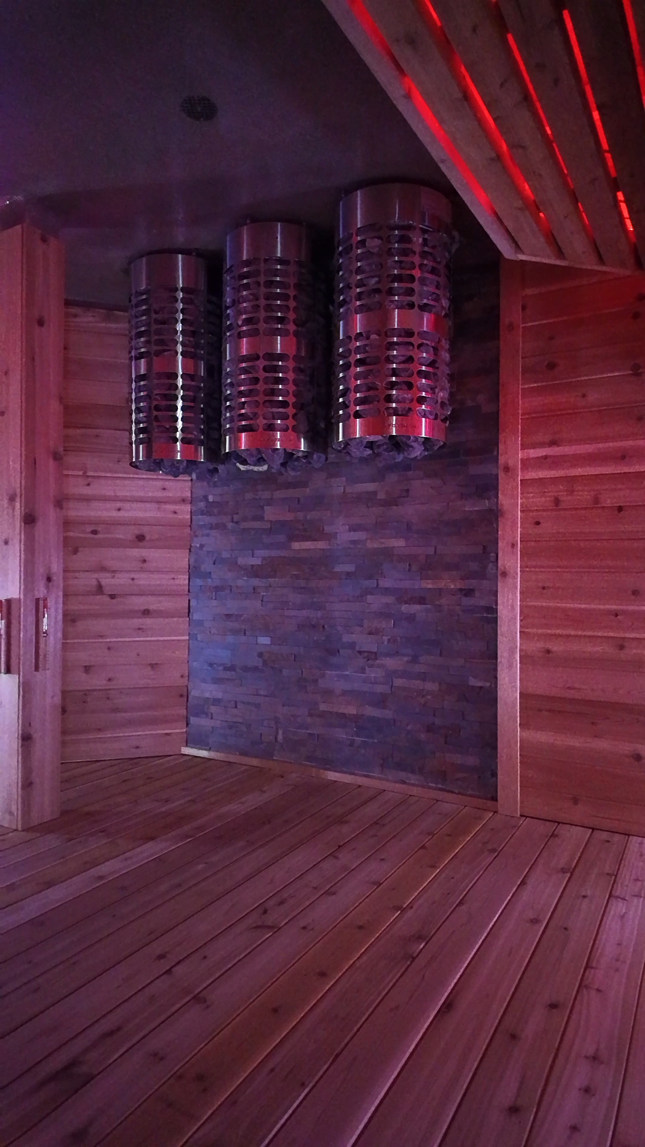 Overhead view of infrared sauna heaters at Evolve