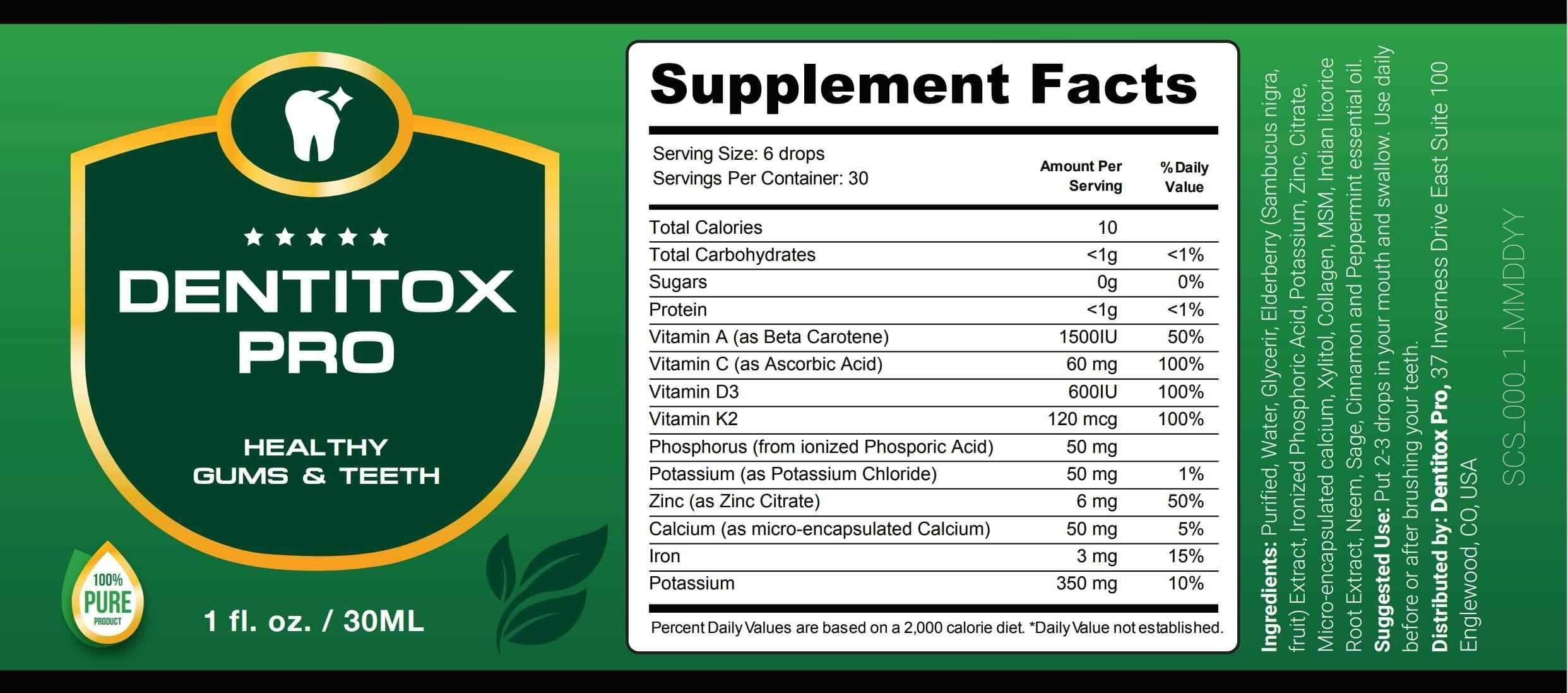 Dentitox Supplement Facts
