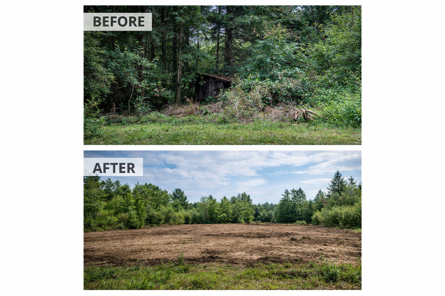 Before and after site prep by AXX Excavation