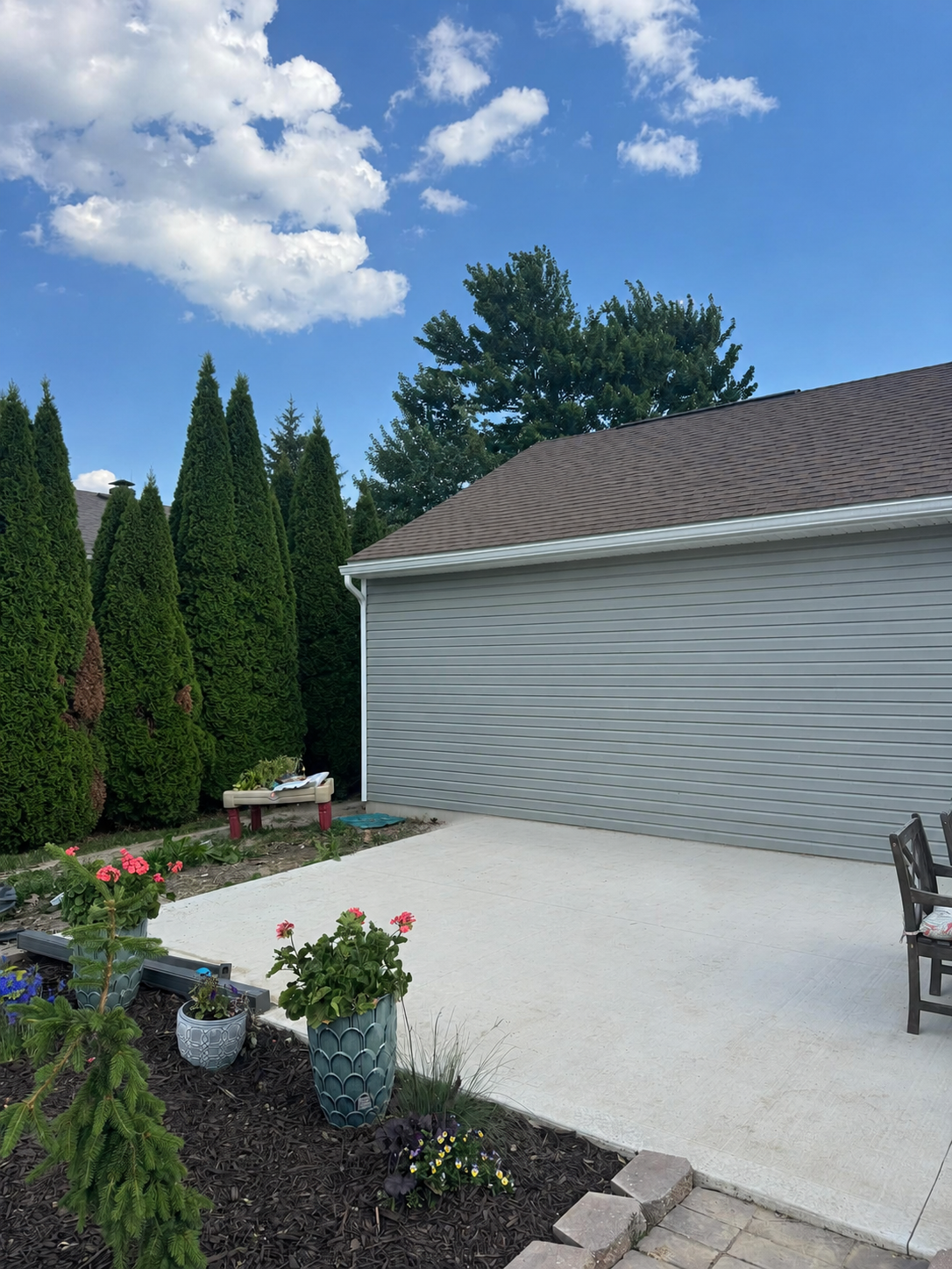 Empty yard before the custom outdoor pavilion was built