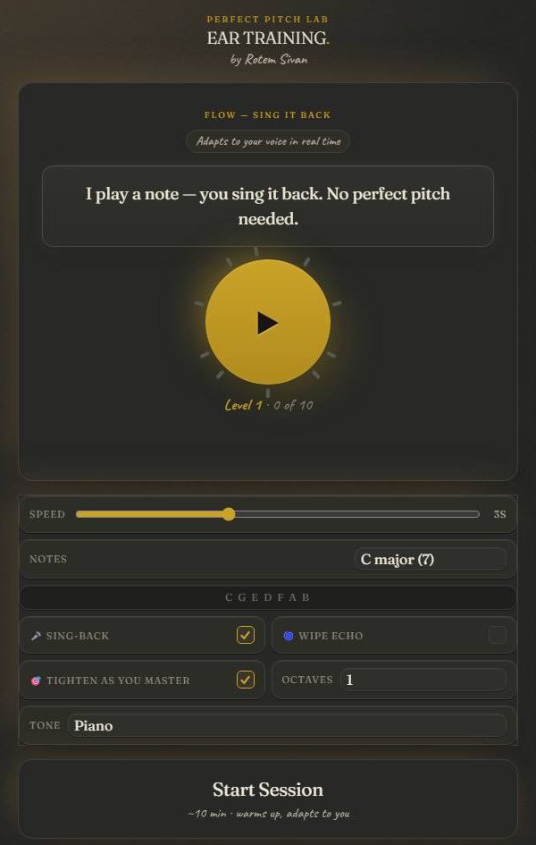 Screenshot of Perfect Pitch Lab