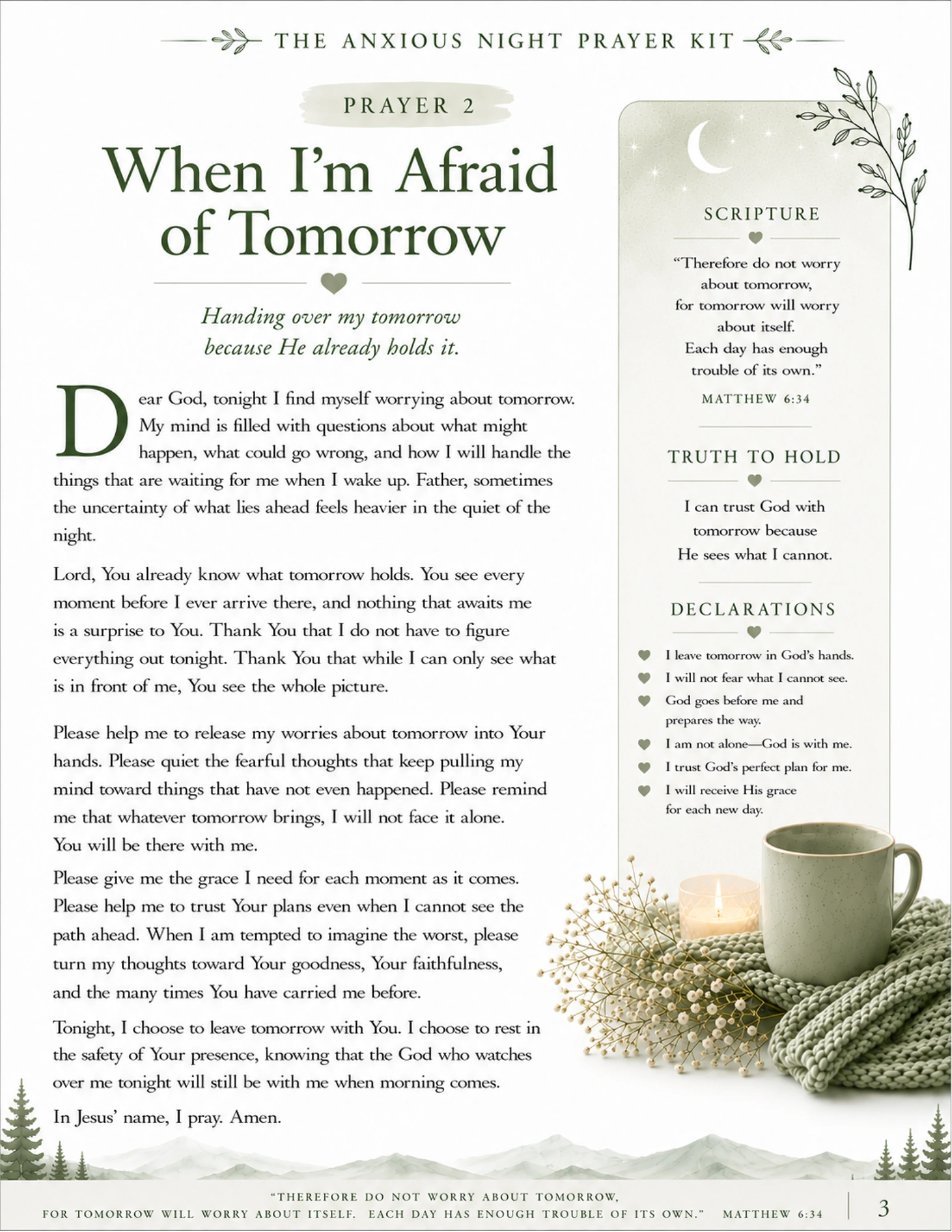 Preview pages from The Anxious Night Prayer Kit