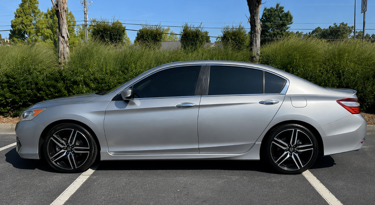 Silver Honda Accord Sport, side profile