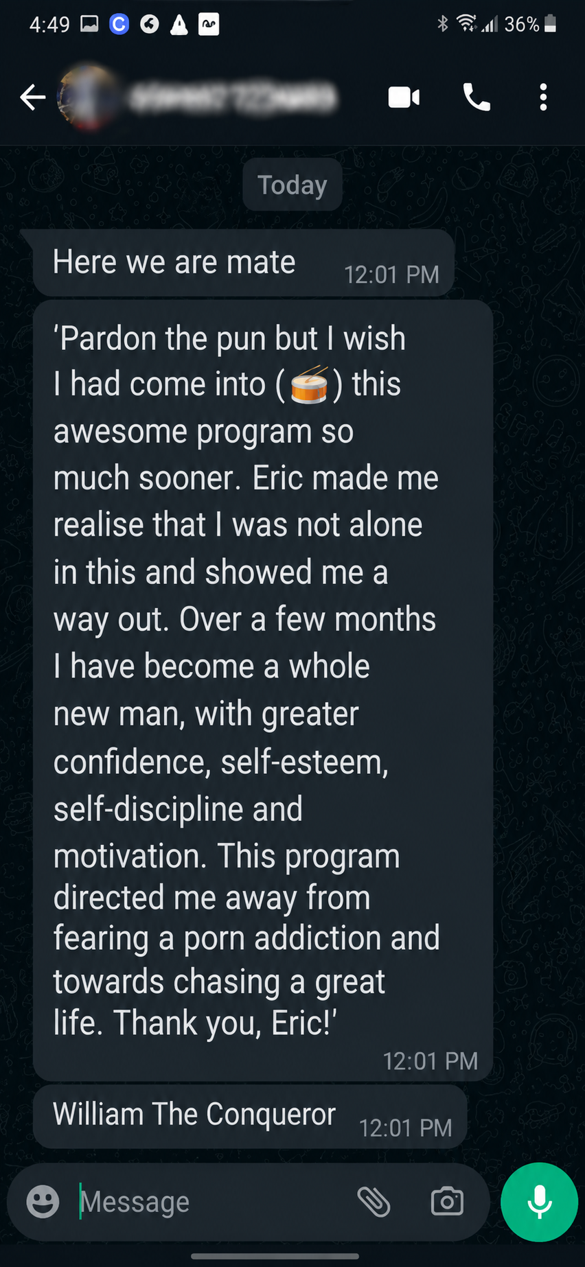 William Testimonial