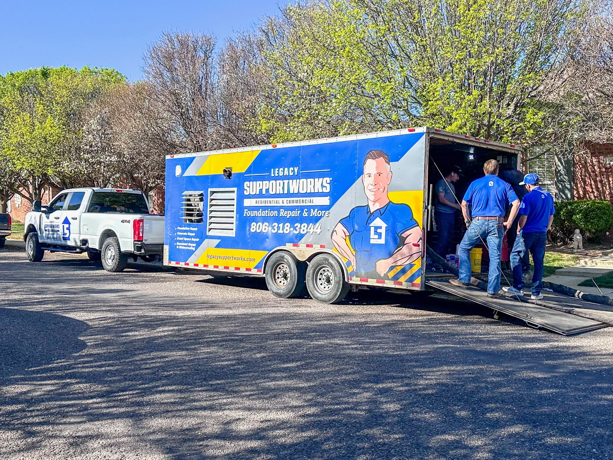 A dealer's branded equipment trailer