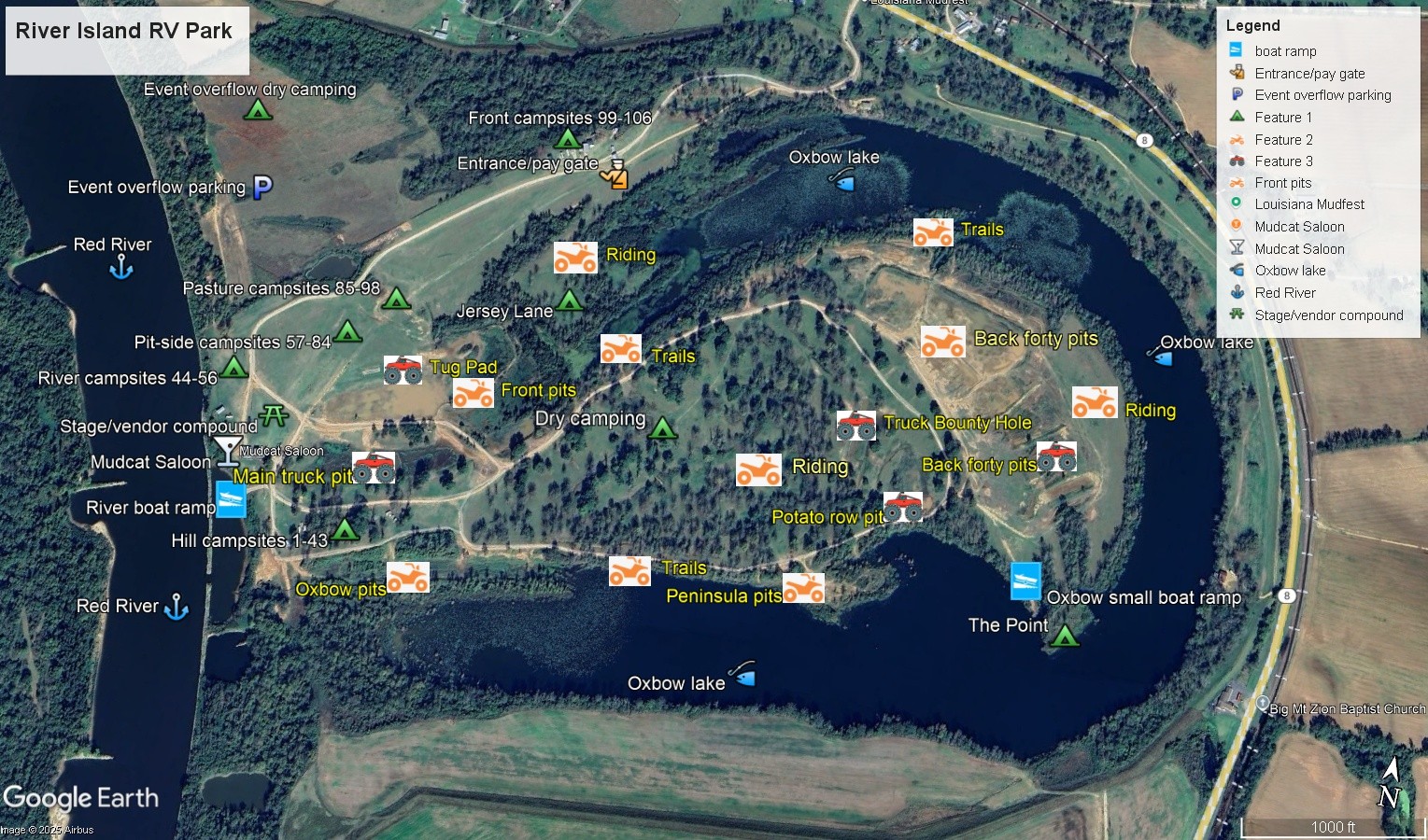 River Island RV Park Site Map