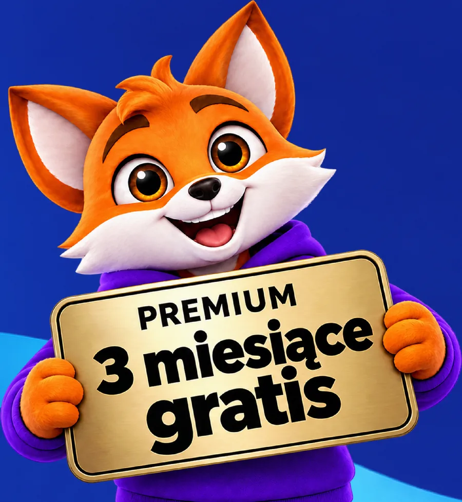 Florek z tabliczką: Premium – 3 miesiące gratis