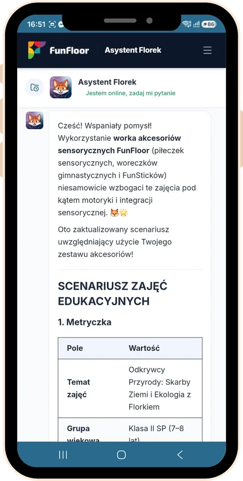 Zaktualizowany scenariusz zajęć uwzględniający akcesoria sensoryczne FunFloor